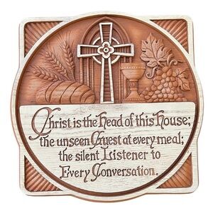 Vintage Christian Wood Carved Wall Decor